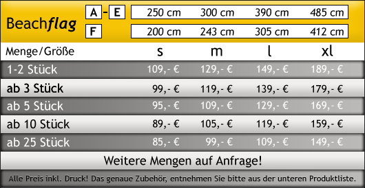Staffelpreise für Beachflags