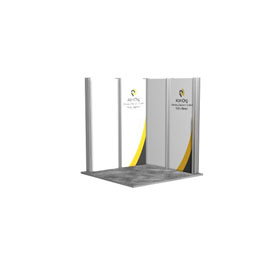 Elegance 2x2 L-Form  bestehend aus 4 Elegance Messewände, Alu eloxiert silber, inkl. 2 Verbindungszargen