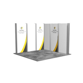 Elegance 3x3 L-Form bestehend aus 6 Elegance Messewände, Alu eloxiert silber, inkl. 2 Verbindungszargen