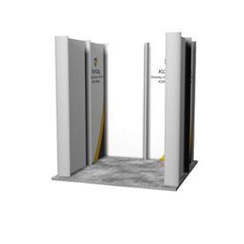 Elegance 2x2 U-Form bestehend aus 6 Elegance Messewände, Alu eloxiert silber, inkl. 2 Verbindungszargen