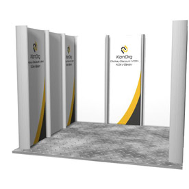 Elegance 3x3 U-Form bestehend aus 9 Elegance Messewände, Alu eloxiert silber, inkl. 2 Verbindungszargen