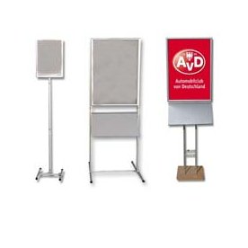 Mobile Infoständer / Klapprahmen / Prospektständer mit Prospektablage aus Aluminium