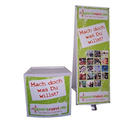 Outdoor-Set beinhaltet eine extra stabile Kunststofftheke mit Topschild