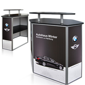 Aluminium Messecounter faltbar mit Baraufsatz