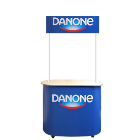 Eurodisplay Messetheke Oval aus Aluminium mit Rollen
