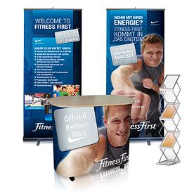 Aluminium Falttheke und 2 x Rollup Display